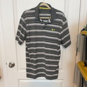 Under Armour Men's Polo Shirt with Gray and Yellow Stripes